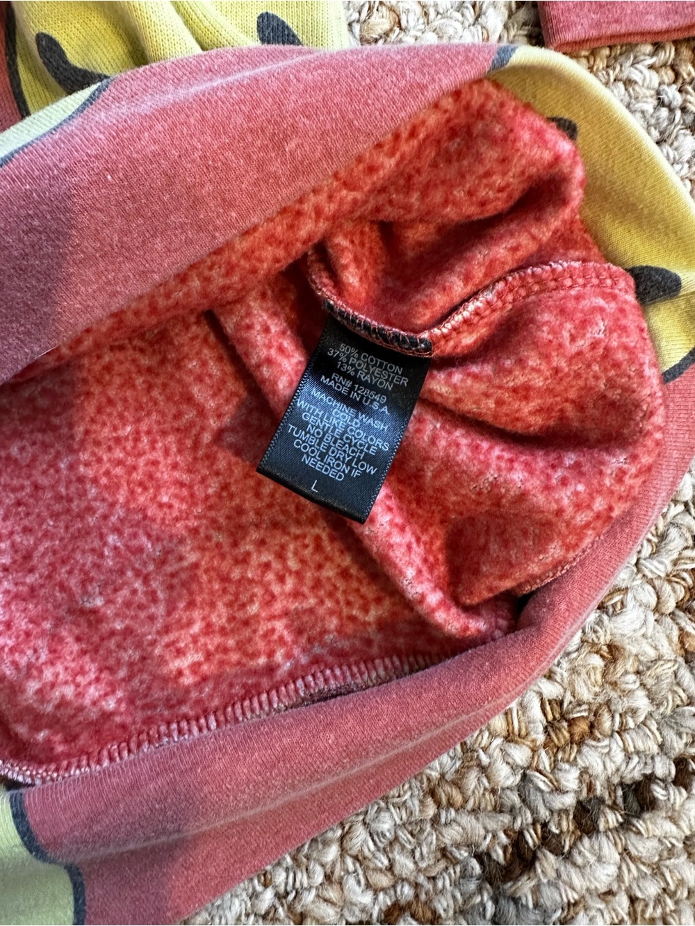 Aviator Nation Pink/Red Sweatshirt with Yellow Smiley Faces - Picture 3 of 5
